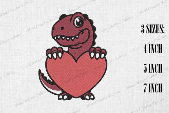 Cute T-rex Dinosaur Peeking from Heart Review
